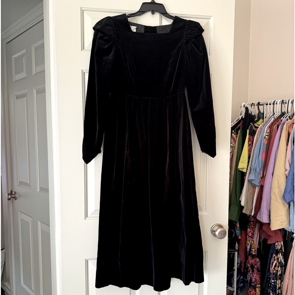 Vintage Black velvet Laura Ashley dress size 8
